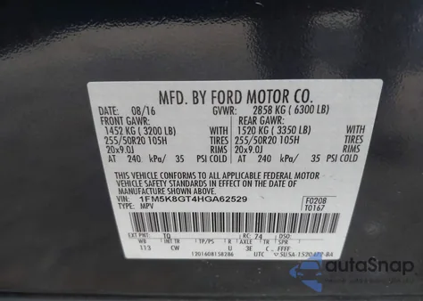 2017 Ford Explorer Sport from USA, damaged, VIN 1FM5K8GT4HGA62529